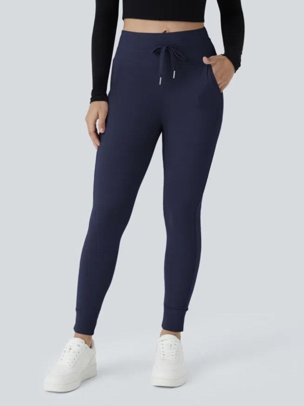 NWT Halara Patitoff High-Waisted Drawstring Pockets Navy Jogger Pants Sz M